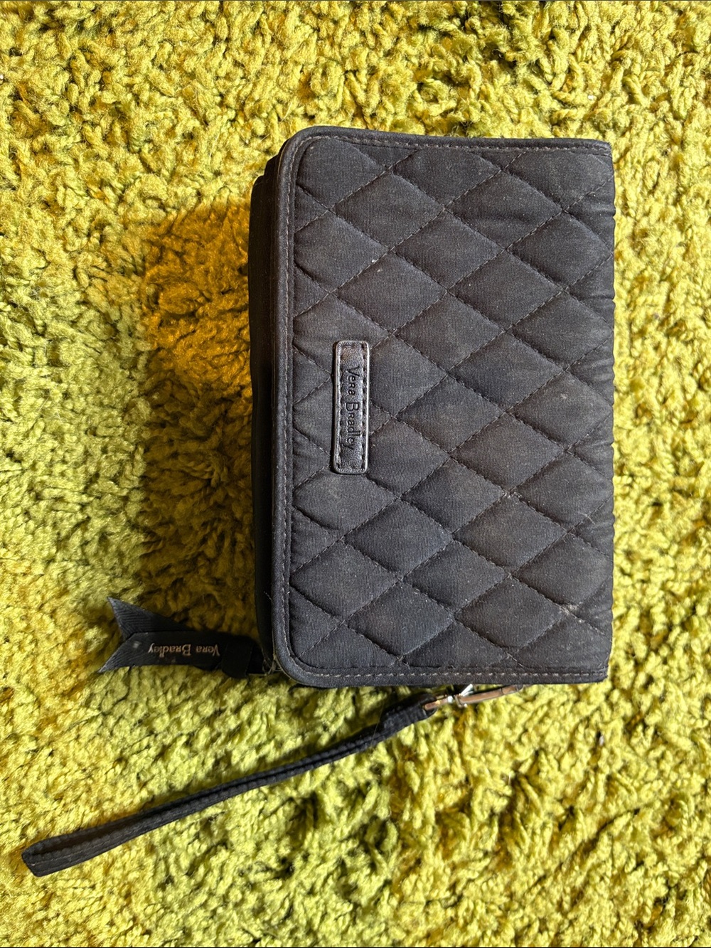 Vera Bradley Floral Snap Wallet in Black with Red Roses